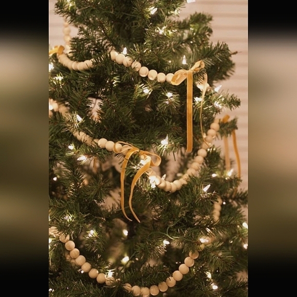 Garland Wood Bead Natural Christmas Tree Garland - Picture 16 of 16